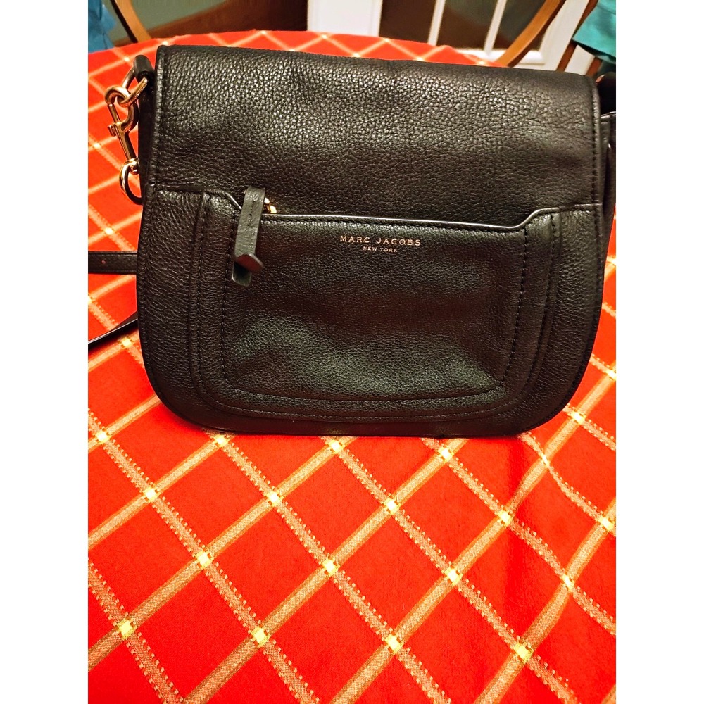 Marc Jacobs Empire City Large Black Pebbled Leather Crossbody Shoulder Bag Gold